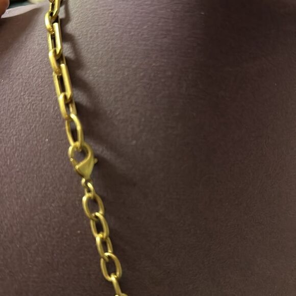 Stella & Dot Pop Geo Necklace Goldtone Coral Color Stones with Crystals - Picture 4 of 5